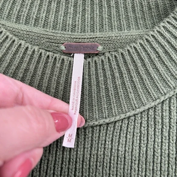 Free People Easy Street Tunic Sweater Sz M Boho Oversize Slouchy Ribbed Knit - Picture 4 of 8